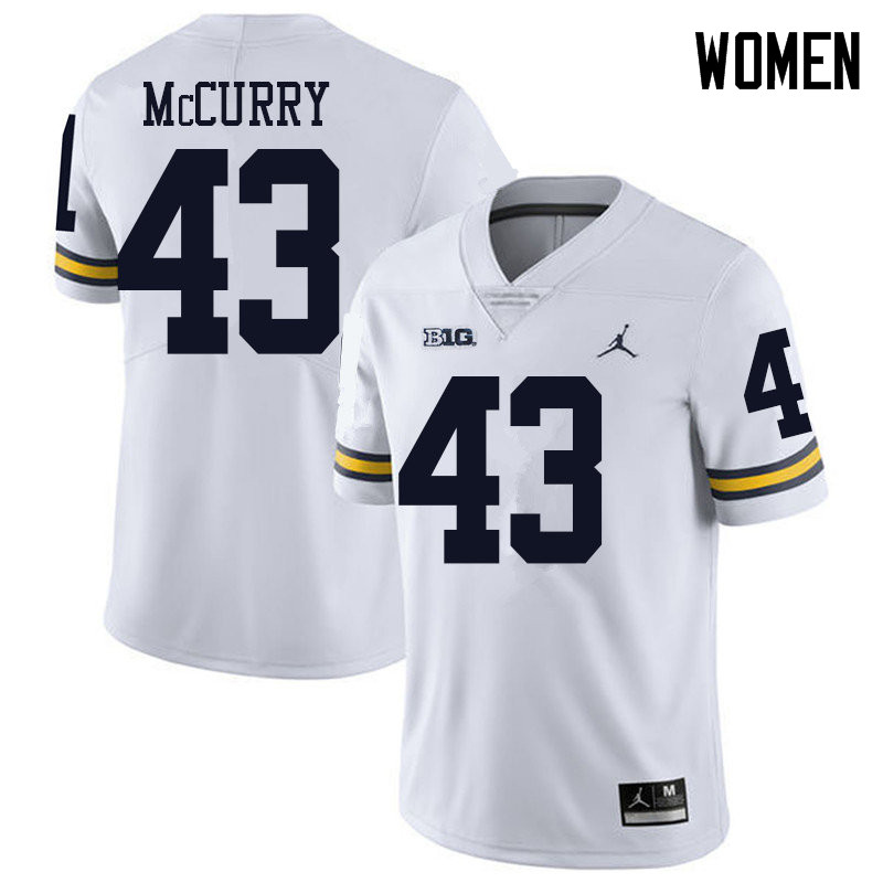 Jordan Brand Women #43 Jake McCurry Michigan Wolverines College Football Jerseys Sale-White